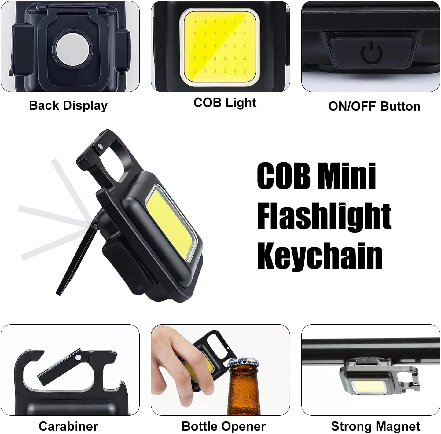 Multi-functional Outdoor Keychain Light with 800Lm COB and 3 Lighting Modes, for Camping, Hiking and Emergencies - Image 3