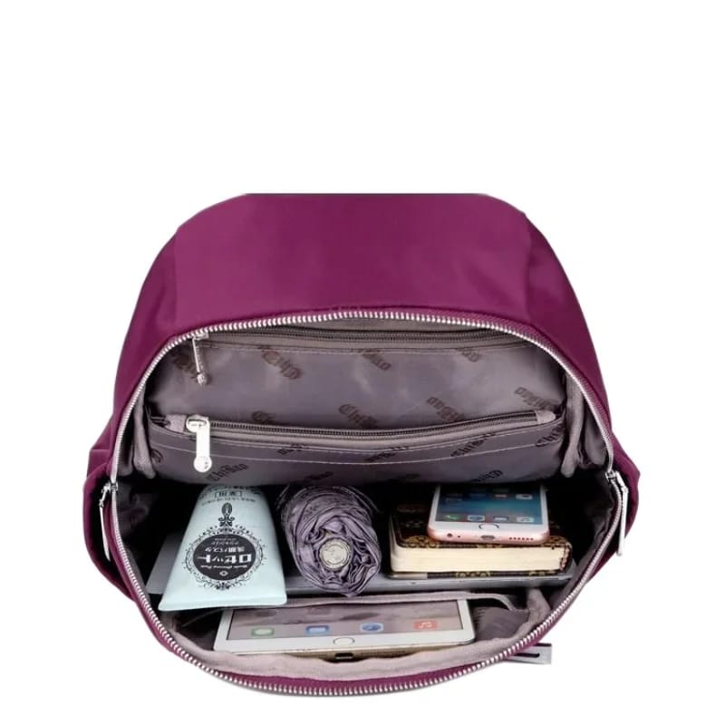 Nylon Backpack Durable Waterproof Casual Shoulder Bag (purple) - Image 3
