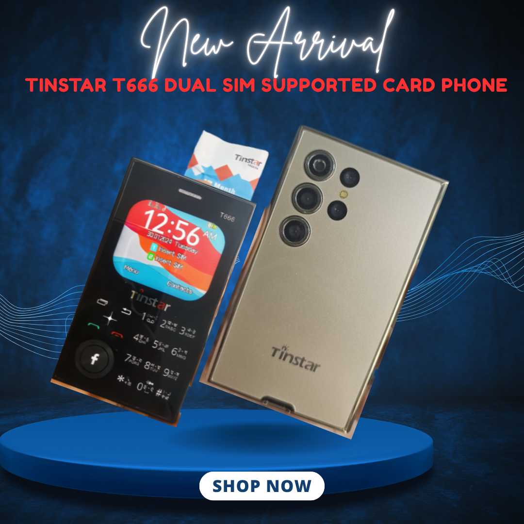 Tinstar T666 Dual sim supported Card phone Golden color