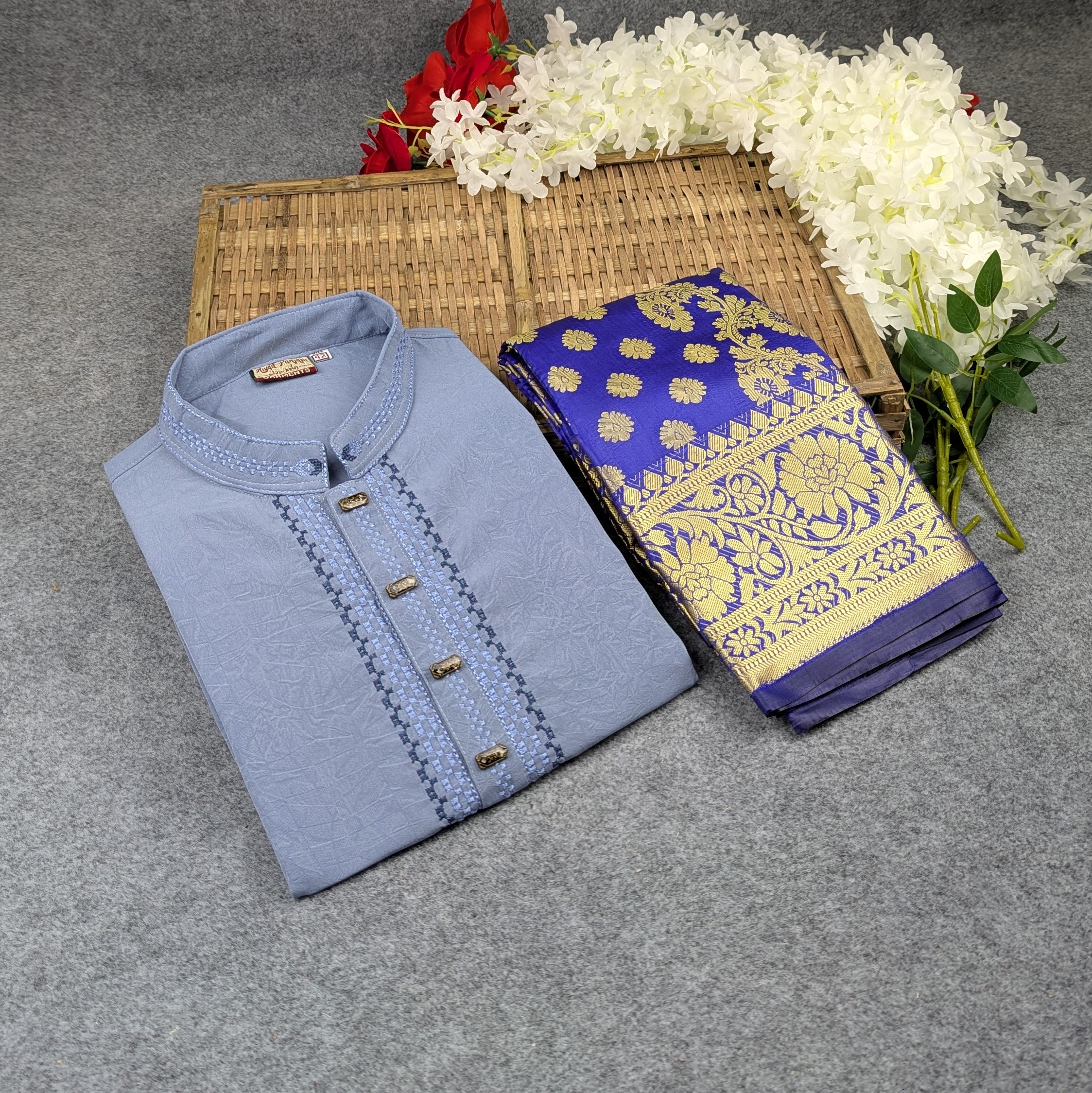 Premium Couple Set (Panjabi, Katan Saree) - Image 3