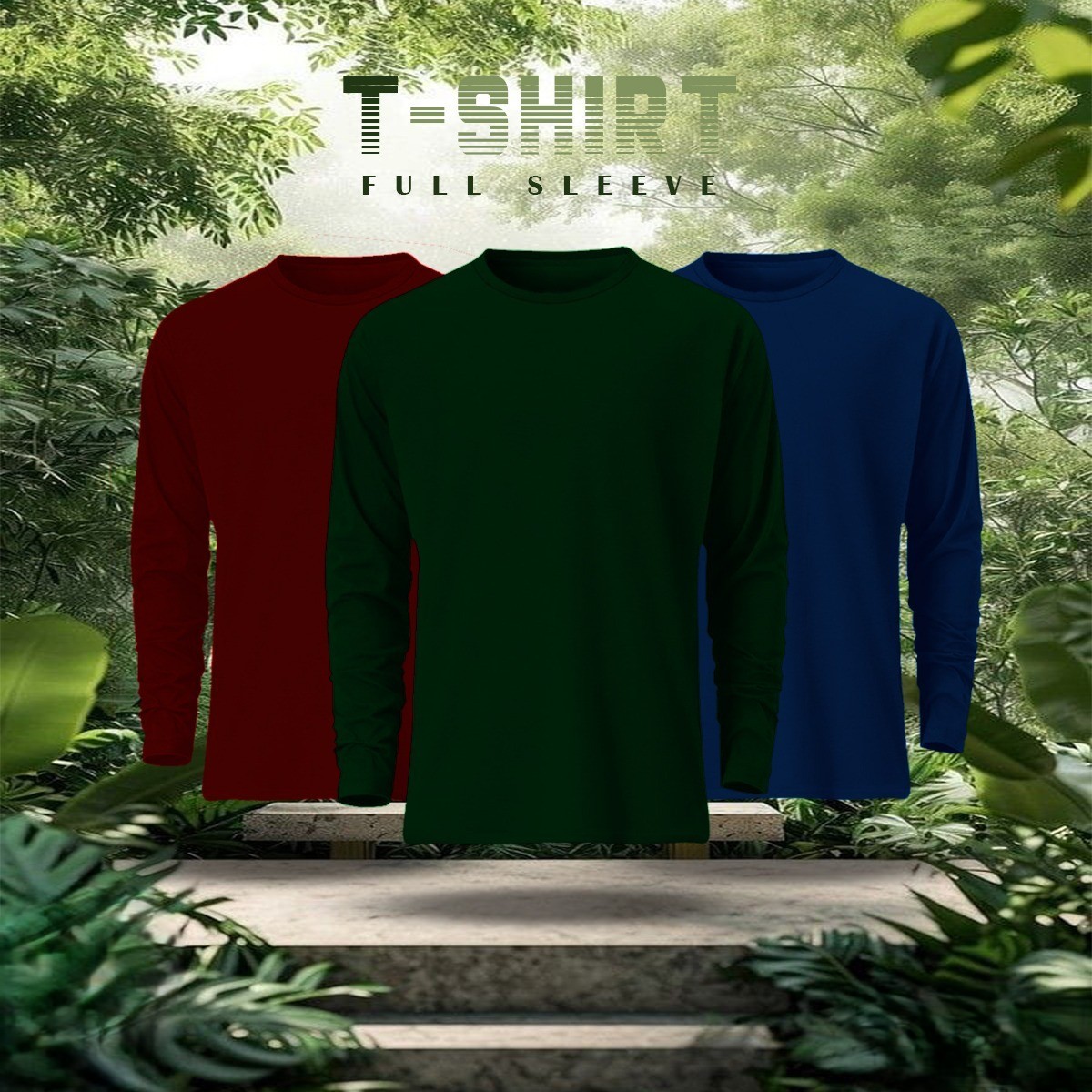 3 pcs Full Sleeve Solid T-Shirt Combo - Image 4