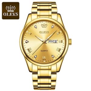Olevs Luxury Men’s Quartz Watch (Golden )