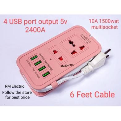 Maxline ML-604 4 USB Ports 2 Sockets Travel Multi Charger And Extension Socket With 6 Feet Cable - Image 4