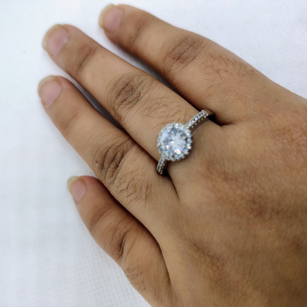 Luminous Embrace Brilliant Center Stone with Twisted Band Womens Ring - Image 5