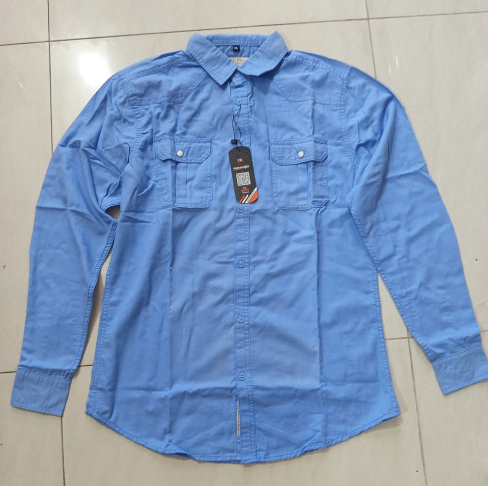 Double Pocket shirt for men(sky) - Image 3