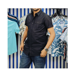 Double Pocket shirt for men  (Black)