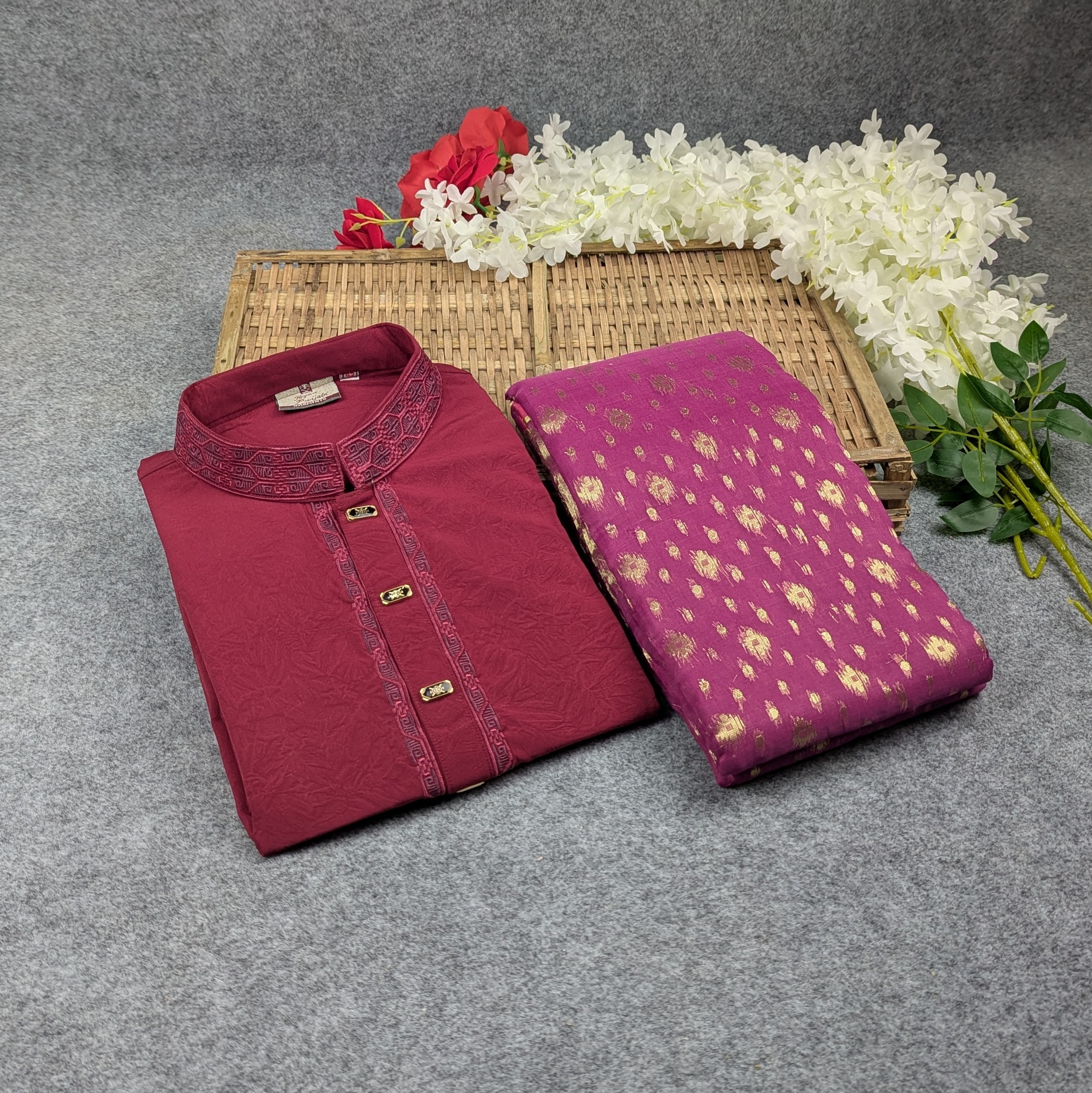 Premium Couple Set (Panjabi, Jamdani Saree) - Image 3