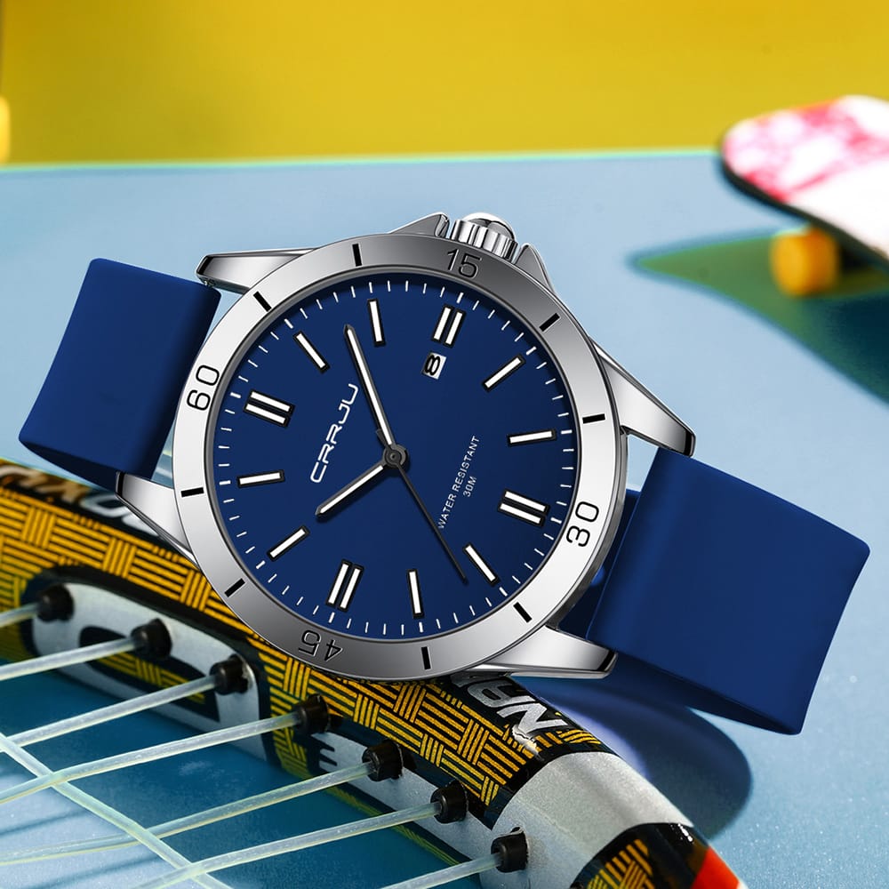 Crrju New 5025 Men's & Ladies' Waterproof Watch (blue) - Image 3