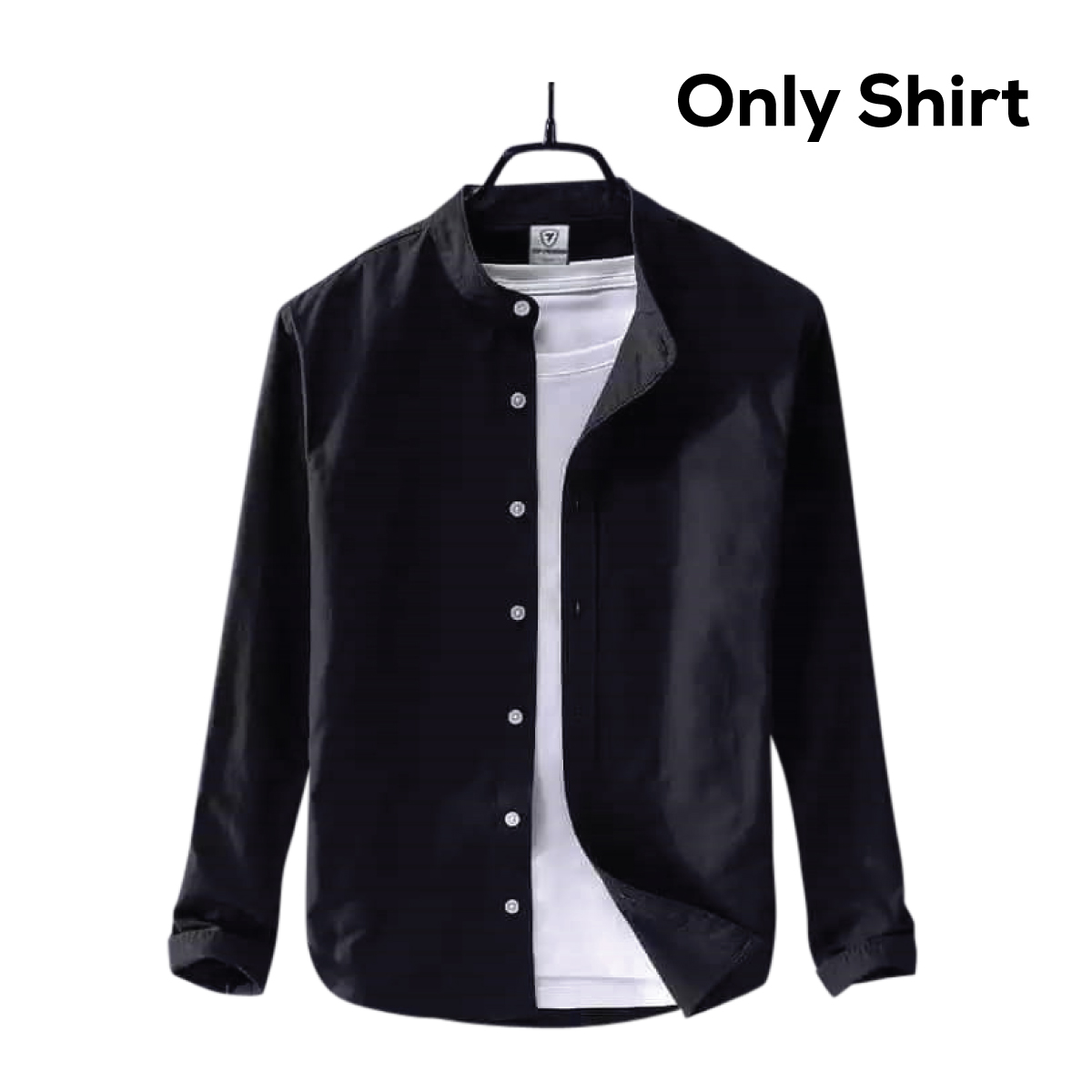 Men's Solid Colour Ban color Shirt (Black)