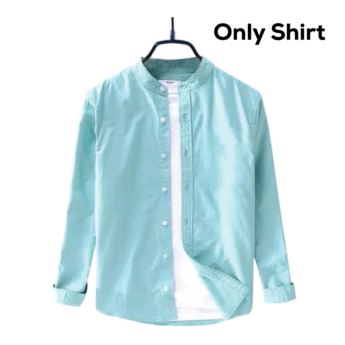Men's Solid Colour Ban color Shirt (paste) - Image 4