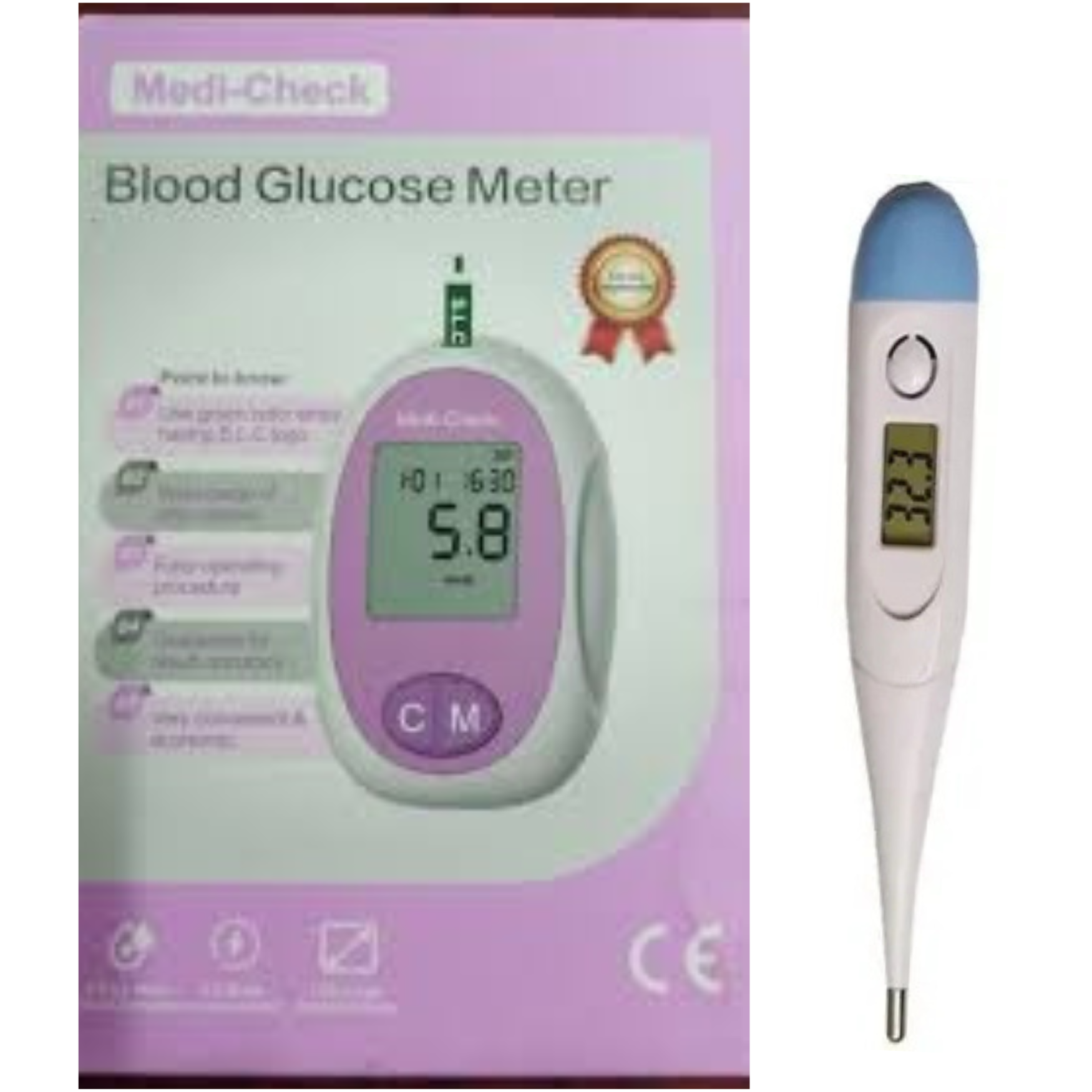 Medi-Check Blood Glucose Meter with Free Thermometer