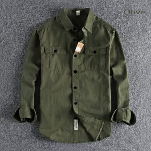 High Thickness Double Pocket Shirt  ( Green)