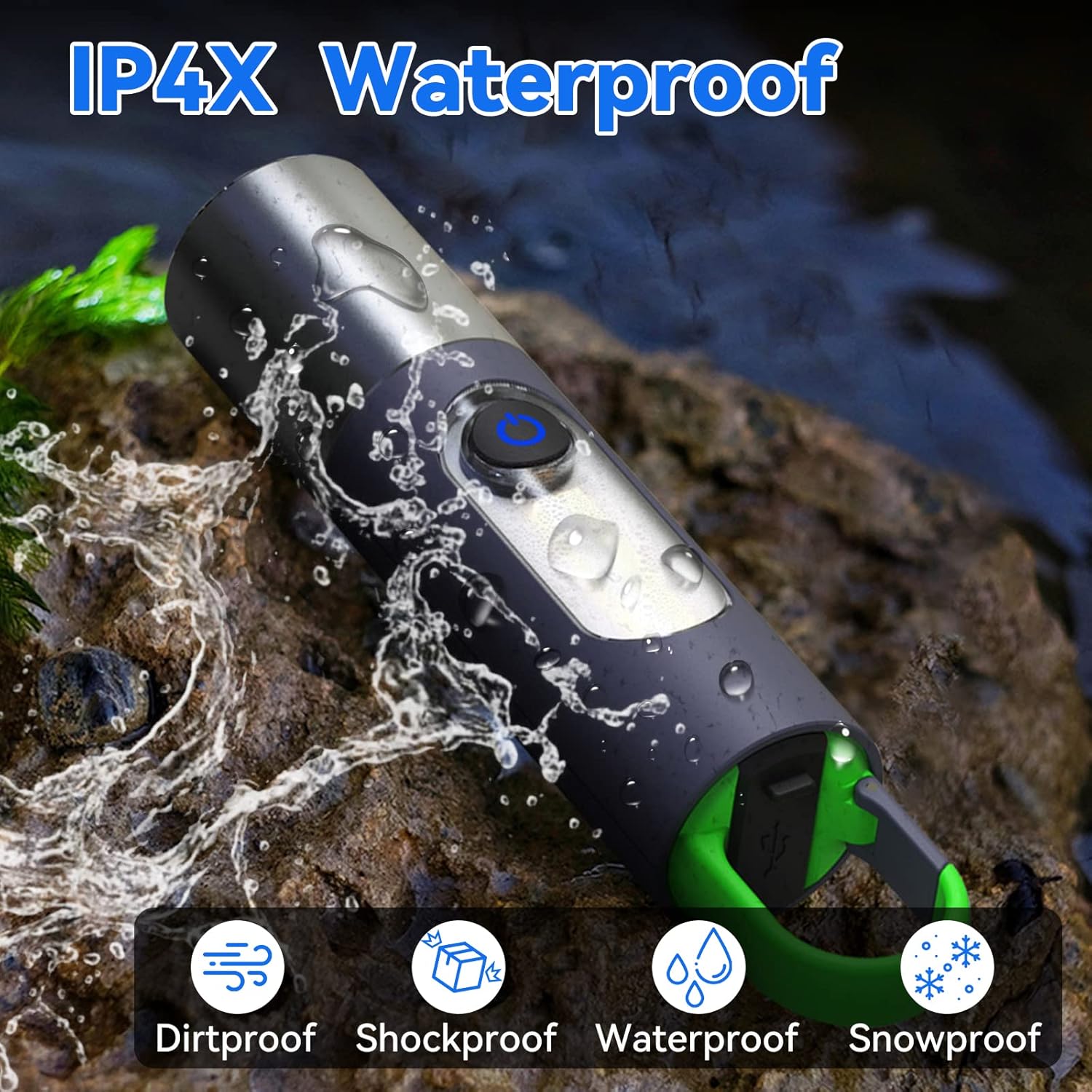 ALLYES LED Rechargeable Flashlight (Zoomable, 4 Modes, Tactical, IP65 Waterproof, Type‑C) - Image 4