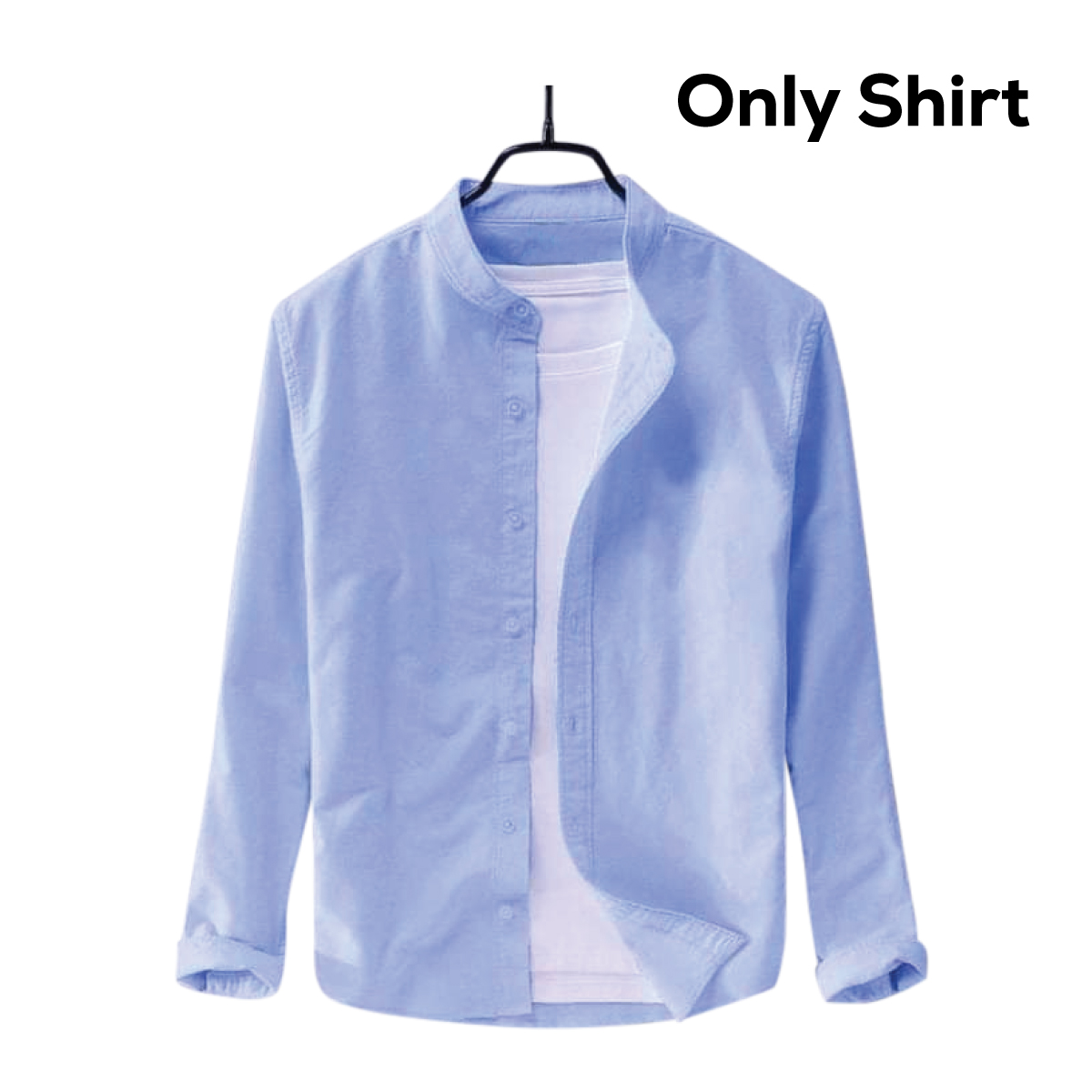Men's Solid Colour Ban color Shirt (sky)