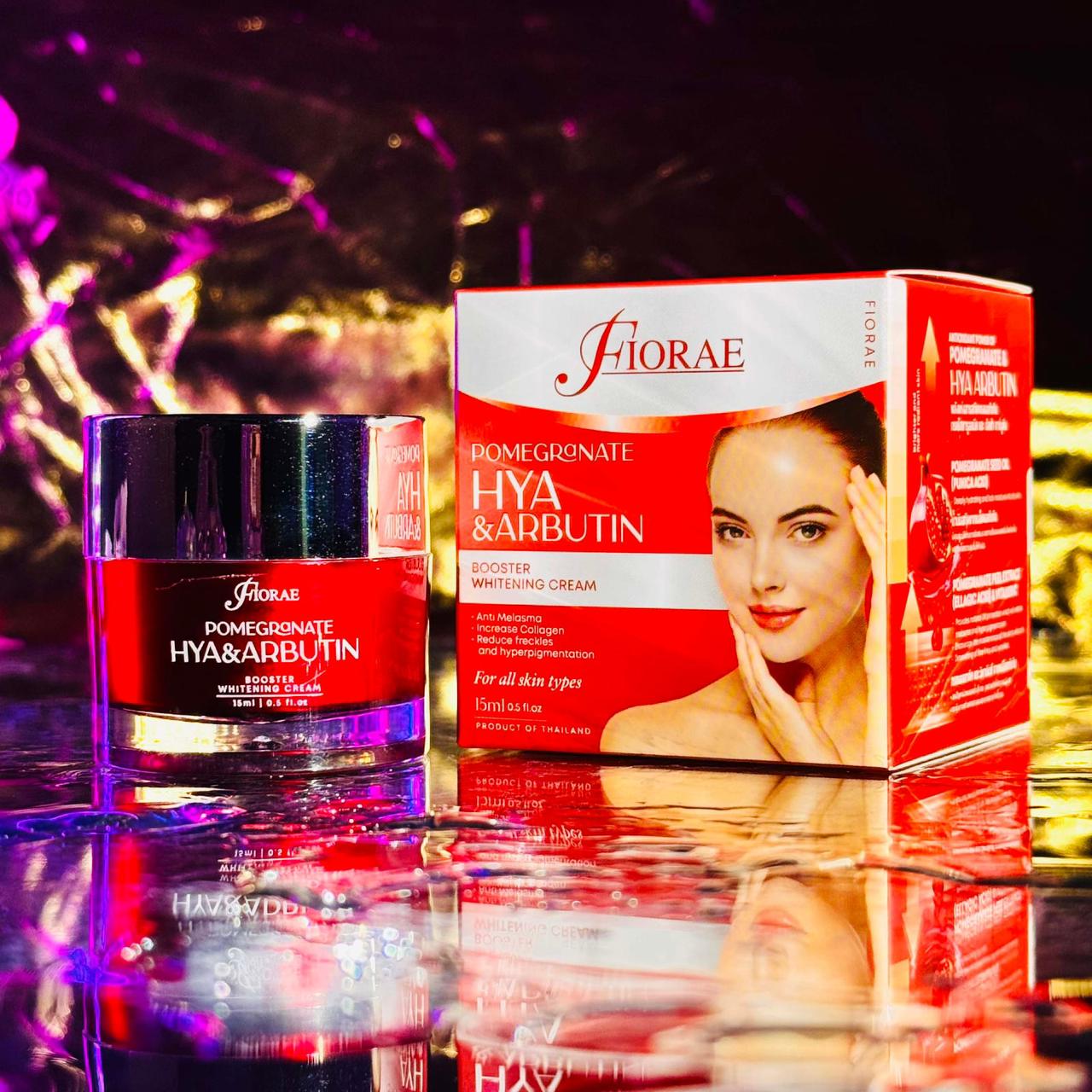 Fiorae Pomegranate HYA & Arbutin Booster Whitening Cream.