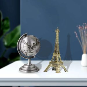 World Map 3D Rotating Glove Decoration Gift-Silver  & Eiffel Tower Metal Showpiece Decoration Gift