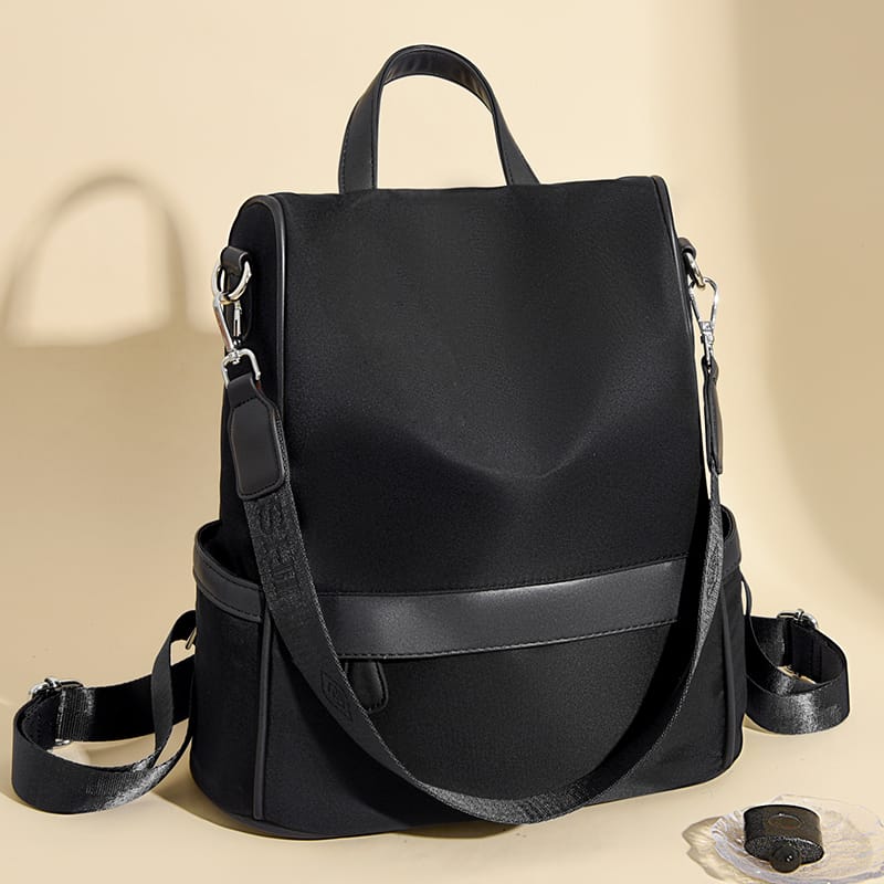 New Design Women Backpack Nylon Waterproof Anti-Theft Travel Bagpack(black) - Image 4