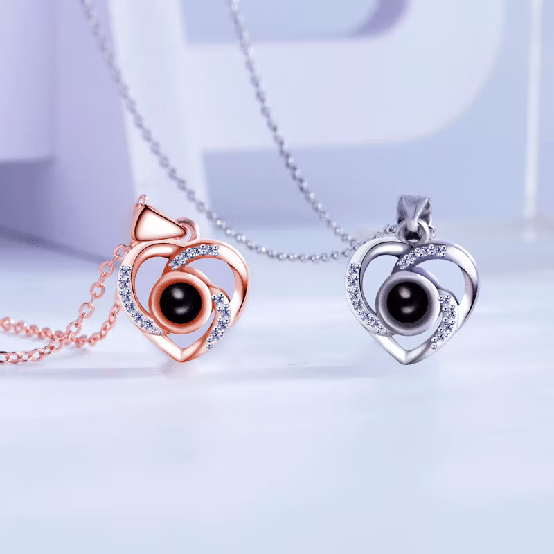 Pure Silver Heart Projection 100 Hundred Languages I Love You Necklace Pendant - Image 5