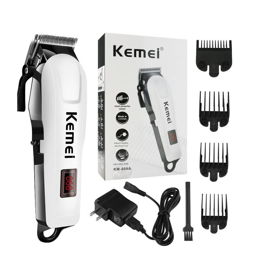 Professionals Design Perfect Shaver And Haircut Rechargeable Beard And Moustaches Hair Machine And Trimming With Cord And Without Cordless Use km809A(White) - Image 3