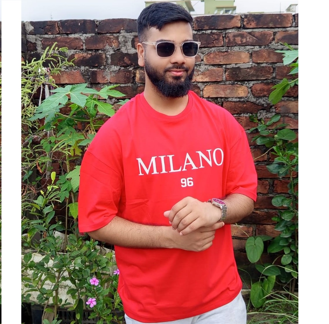 Men's Stylish Drop Shoulder- Milano Red - Image 3