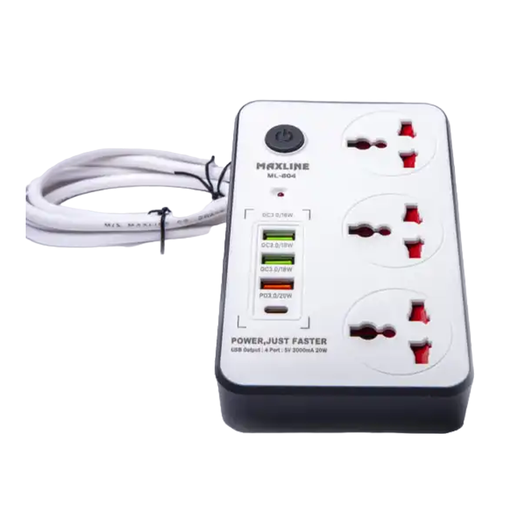Maxline ML 804 4 USB Fast Charging Multiplug Power Strip - Image 3