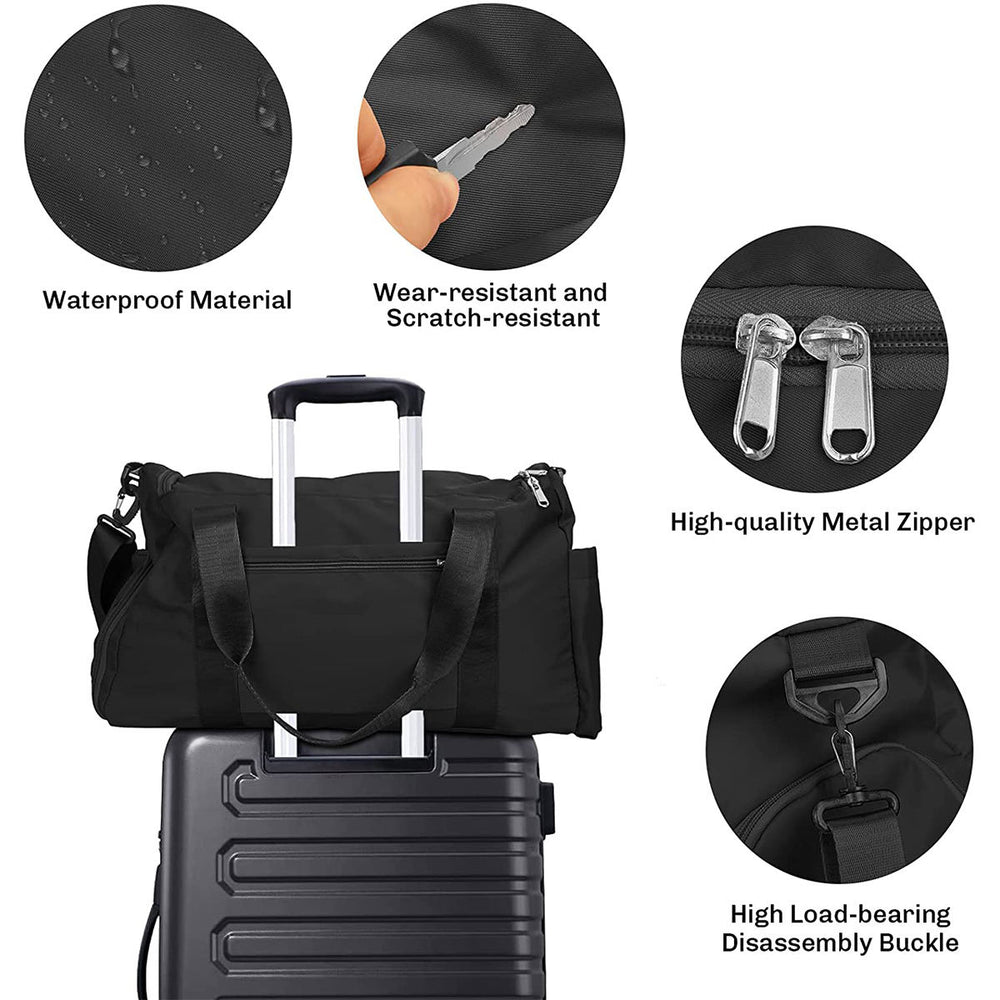 Fashionable Large Capacity Travel & Gym Bag - Black - Image 6