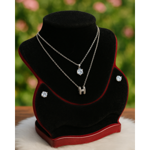Necklace With Matching Radiant Crystal Stud Earrings.
