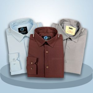 Premium 3 Piece Shirt Combo Pack (Formal / Casual) (Ash, Coffee, Sky)