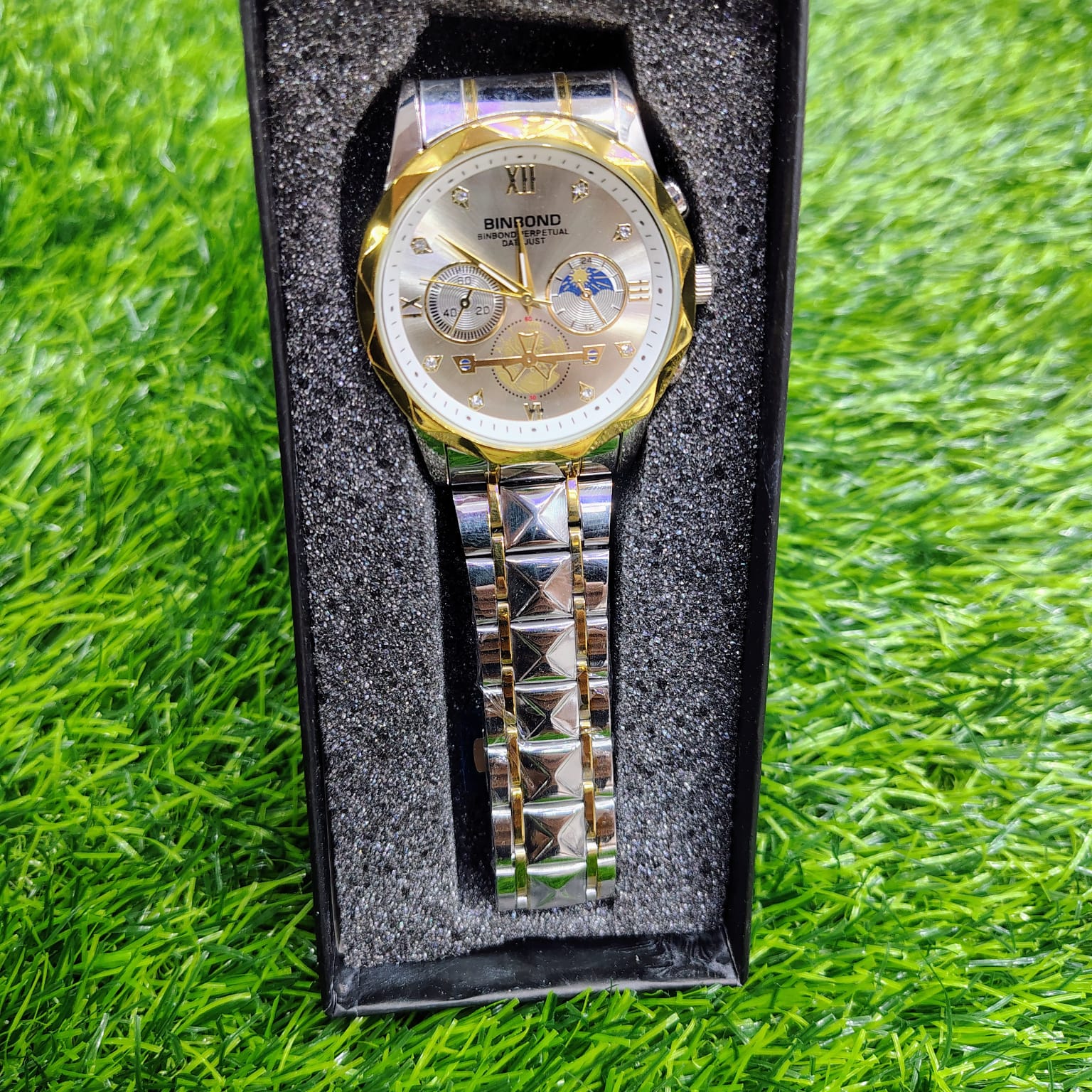 BINBOND Quartz Watches Men’s Luxury Stainless Steel + Free Chain cutter & battery . - Image 4