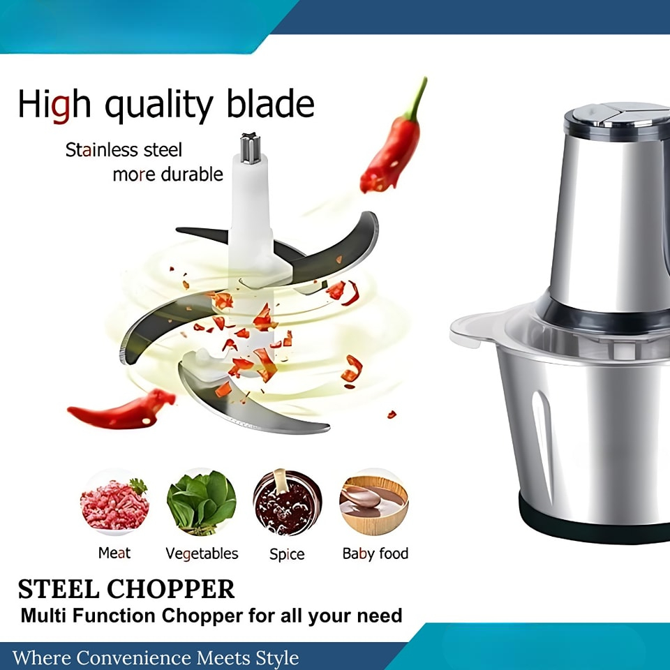 Bajaj 2000 watt high Power Stainless Steel Material High Quality and Powerfull Food Chopper Grinders - Image 3