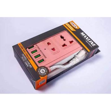 Maxline ML-604 4 USB Ports 2 Sockets Travel Multi Charger And Extension Socket With 6 Feet Cable - Image 5