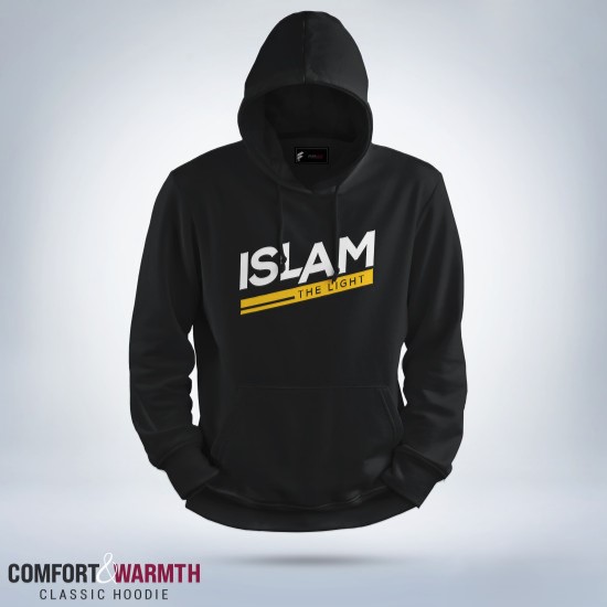 “Islam the light” Islamic Hoodie (Black)