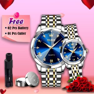 Olevs  Stainless Steel fashionable  Couple watches (Navy Blue)
