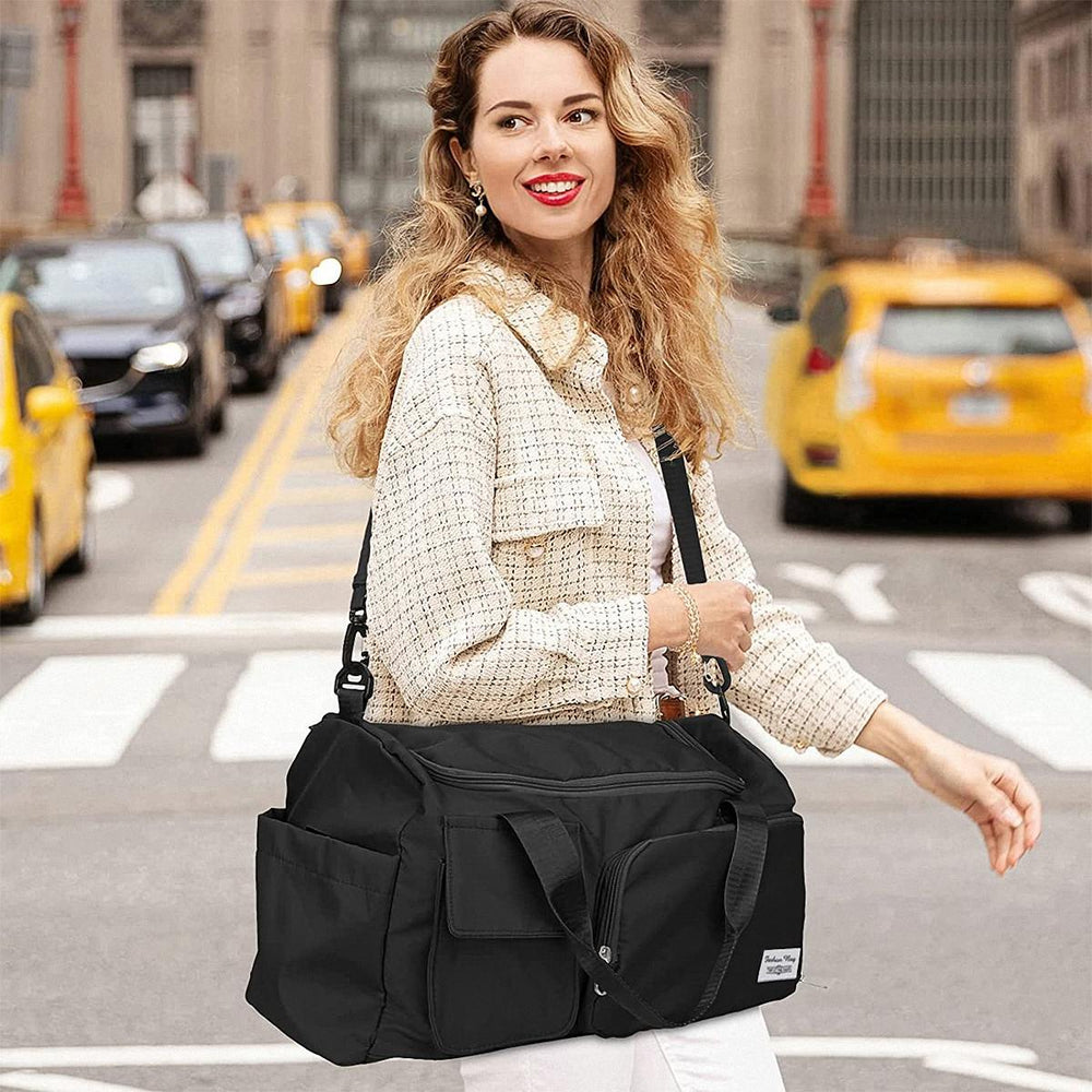 Fashionable Large Capacity Travel & Gym Bag - Black - Image 4