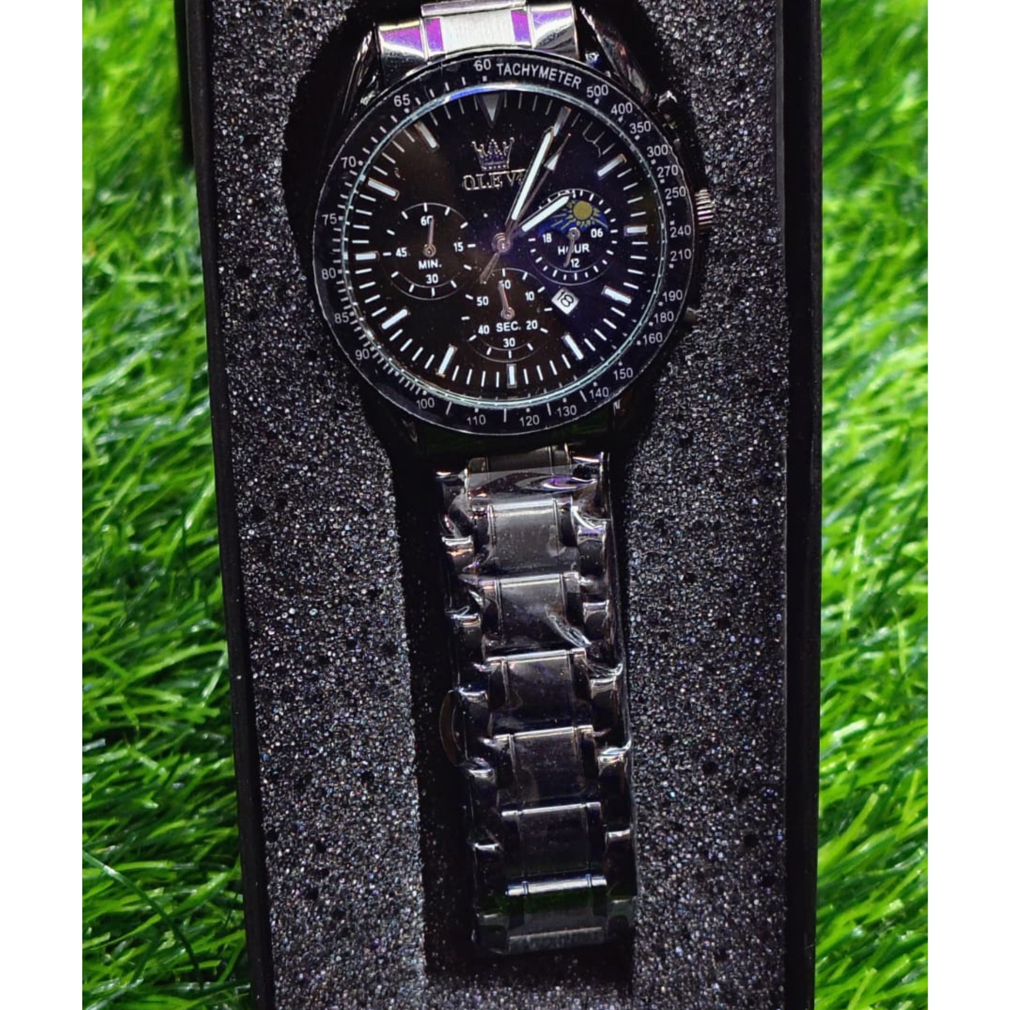 Butter Fly Lock OLEVS Watch for mens (black dial) - Image 3