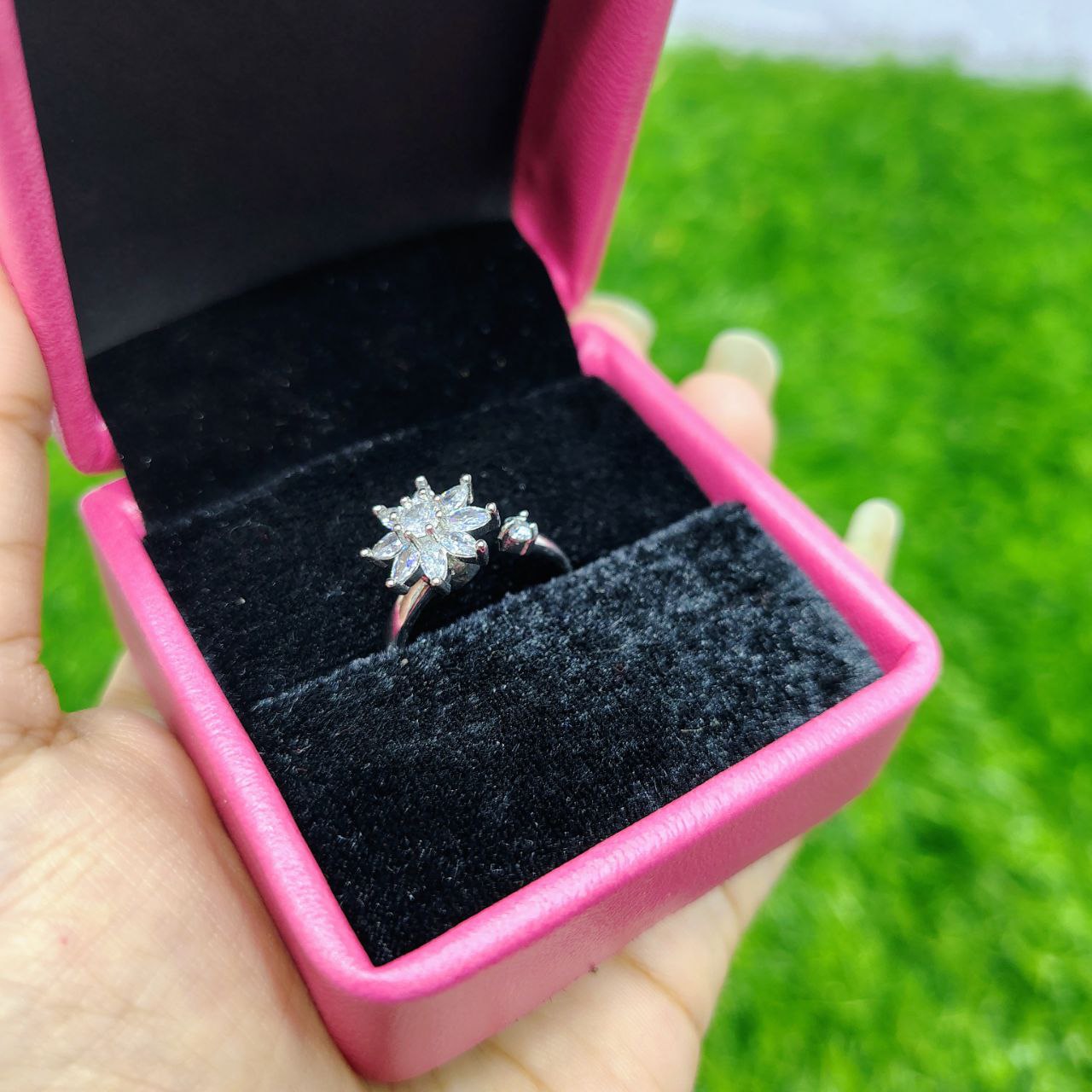 Crystal Bloom Adjustable Ring - Image 6