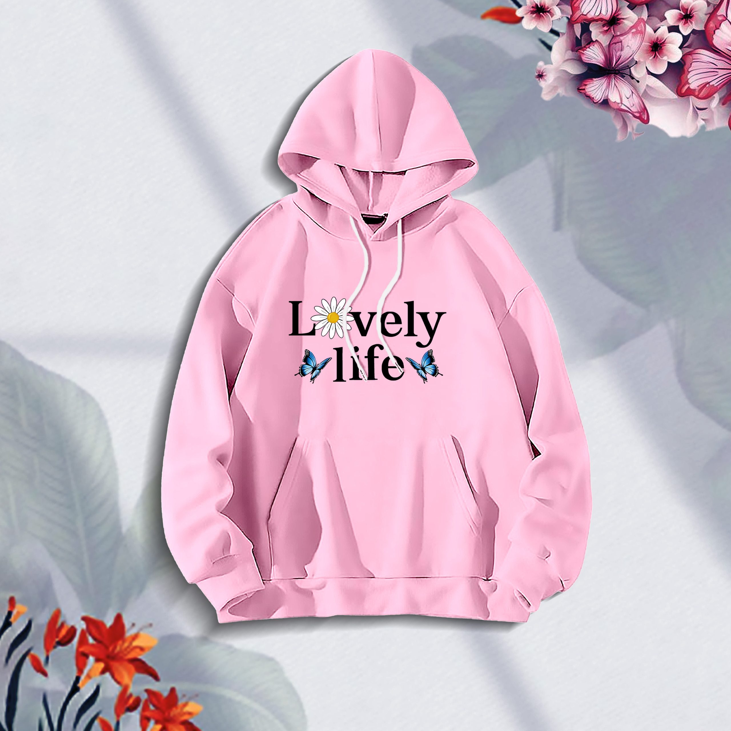 Premium Comfortable (Lovely Life-Pink) Ladies winter hoodie