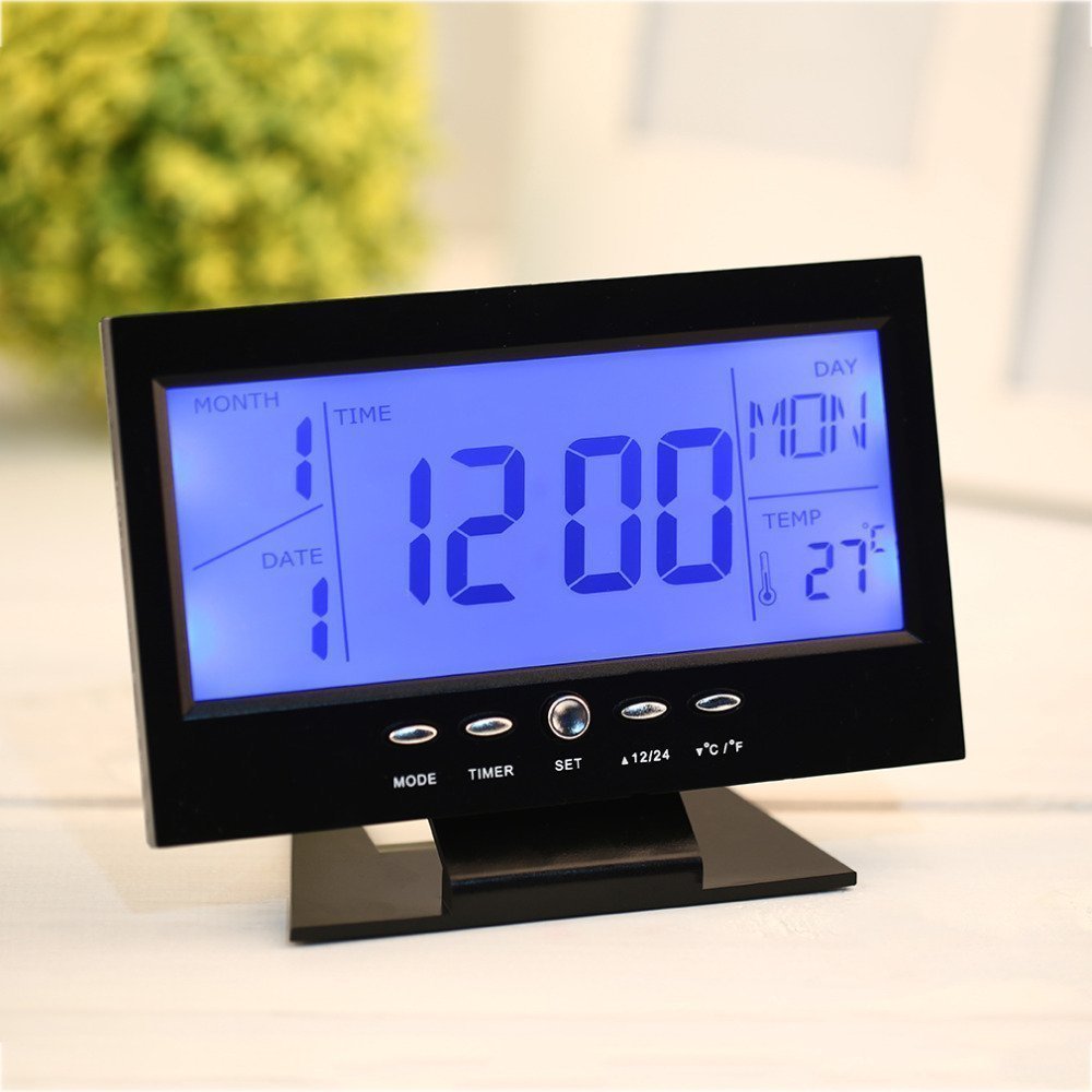 Digital LCD Clock with Calendar, Temperature Sensor, Alarm for Table and Study Desk - Image 3