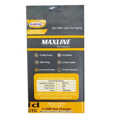 Maxline ML-604 4 USB Ports 2 Sockets Travel Multi Charger And Extension Socket With 6 Feet Cable - Image 6