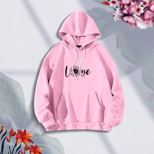 Premium Comfortable (Black Love -Pink) Ladies winter hoodie