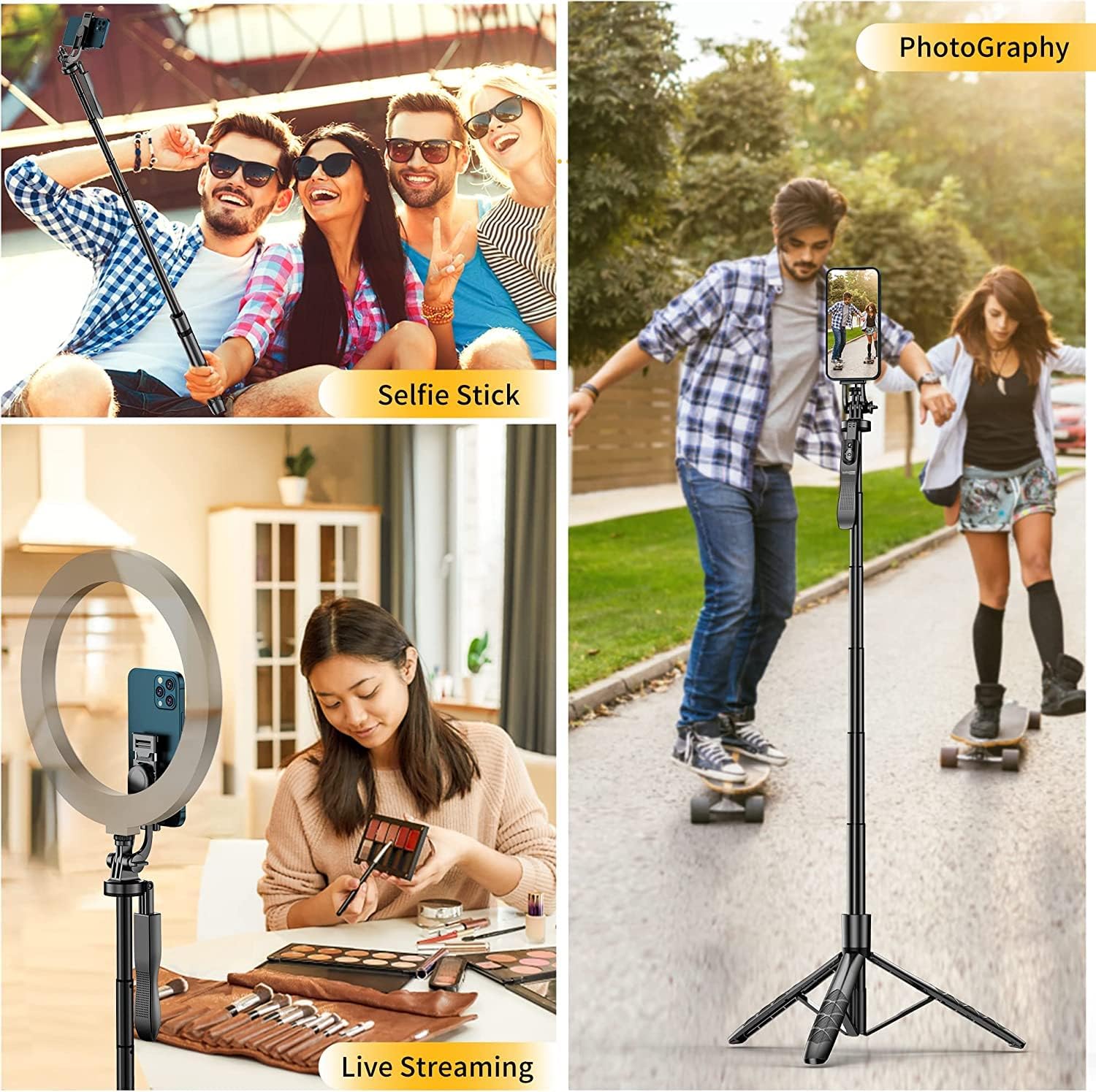 K-28 Long Video Stand Cum Selfie Stick Tripod with Remote - 360° Rotation Phone Stand with Wireless Remote Control, with light - Image 4