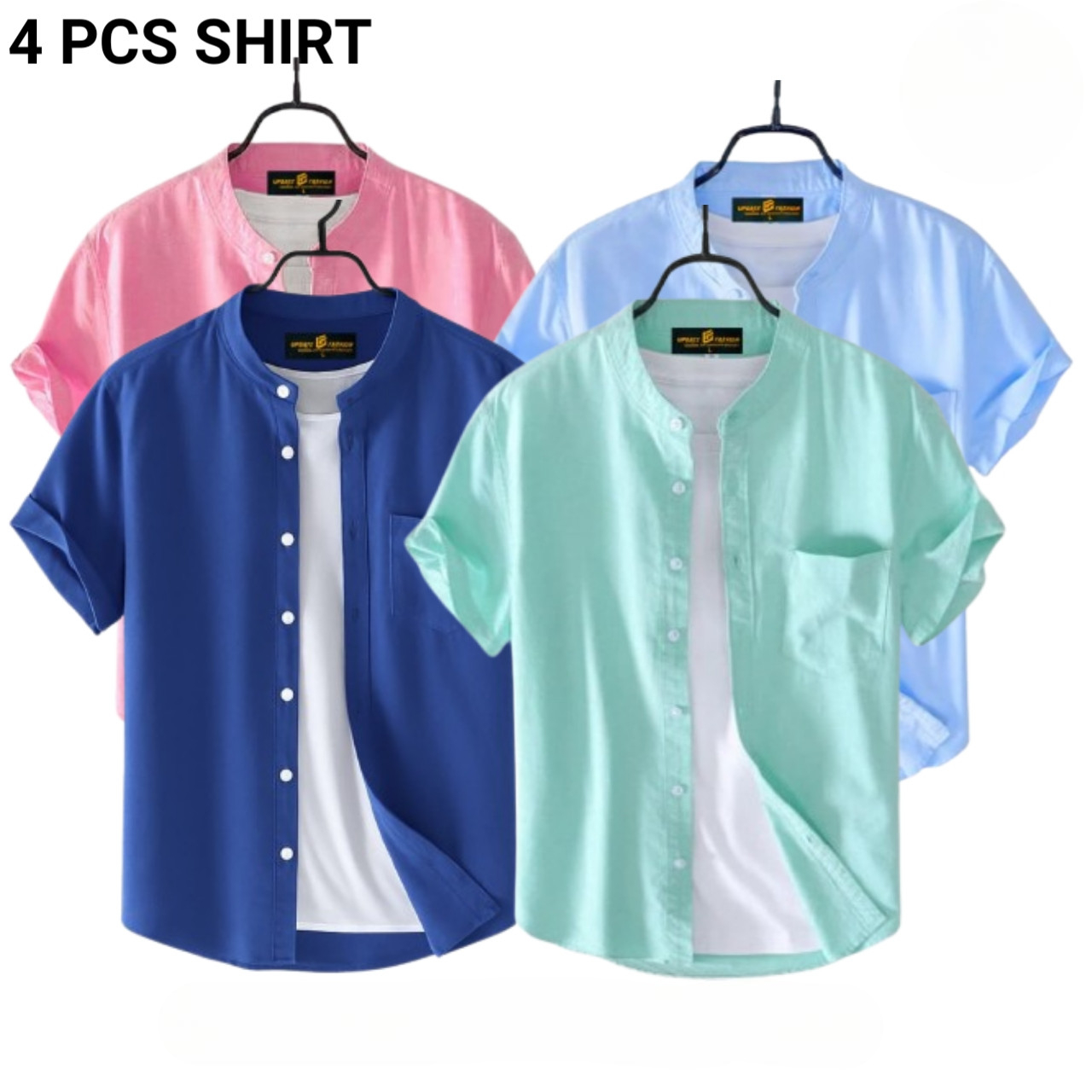 Fashionable casual Half Sleeve shirt for men(SKy + Pink + petrol +paste)