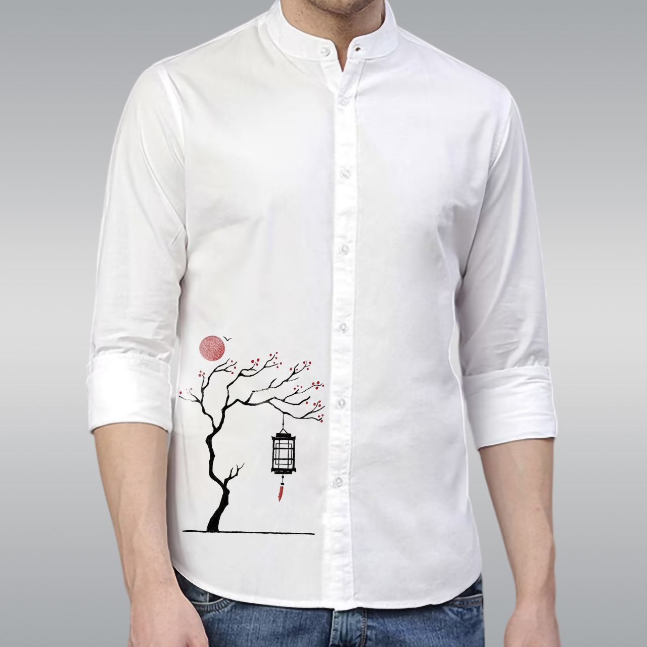 Premium Printed Ban Collar Shirt for Men