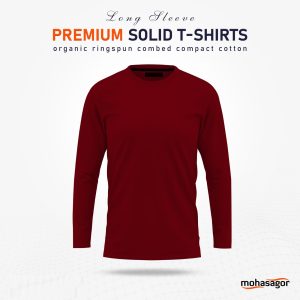 Men's Full Sleeve Solid T-Shirt- Maroon