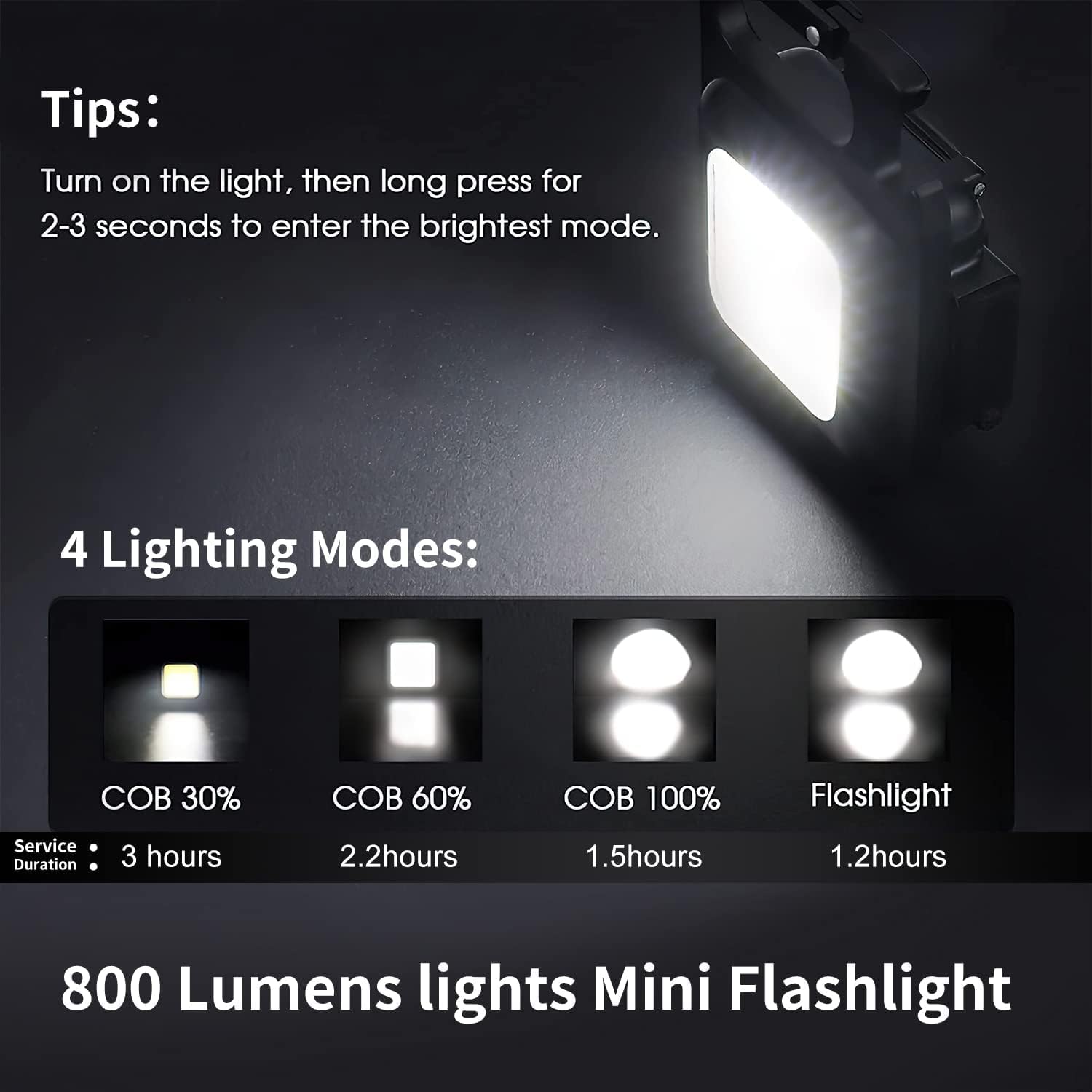 Multi-functional Outdoor Keychain Light with 800Lm COB and 3 Lighting Modes, for Camping, Hiking and Emergencies - Image 9