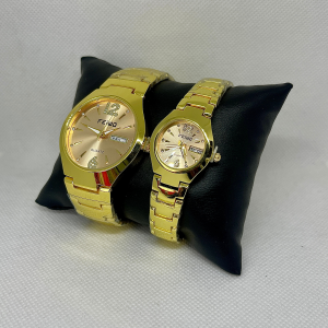 Feiwo Golden Stainsles Steel  Couple Watch
