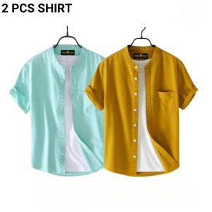 Fashionable casual Half Sleeve shirt for men ( Yellow+ Paste)