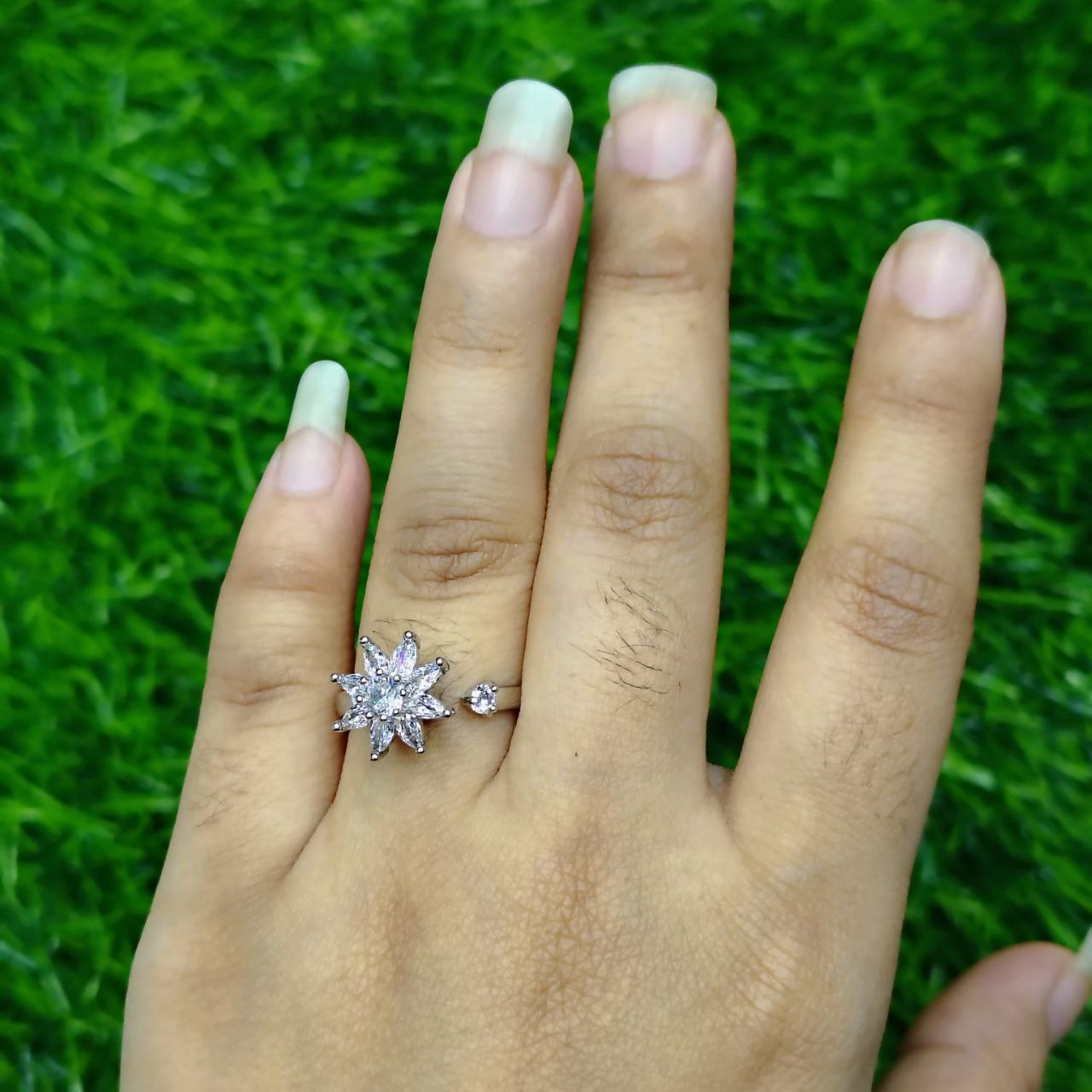 Crystal Bloom Adjustable Ring - Image 4