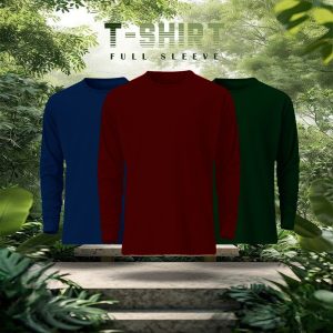 3 pcs Full Sleeve Solid T-Shirt Combo