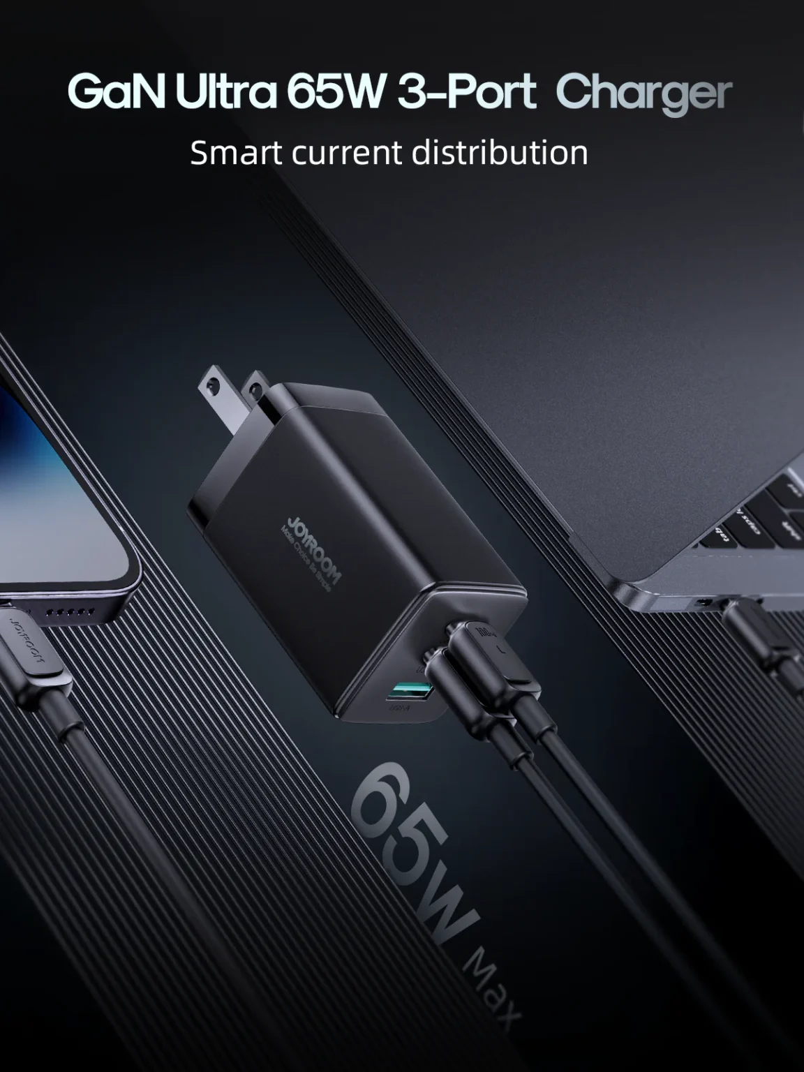 JOYROOM JR-TCG01 GaN Ultra 65W 2C1A Fast Charger - Image 3